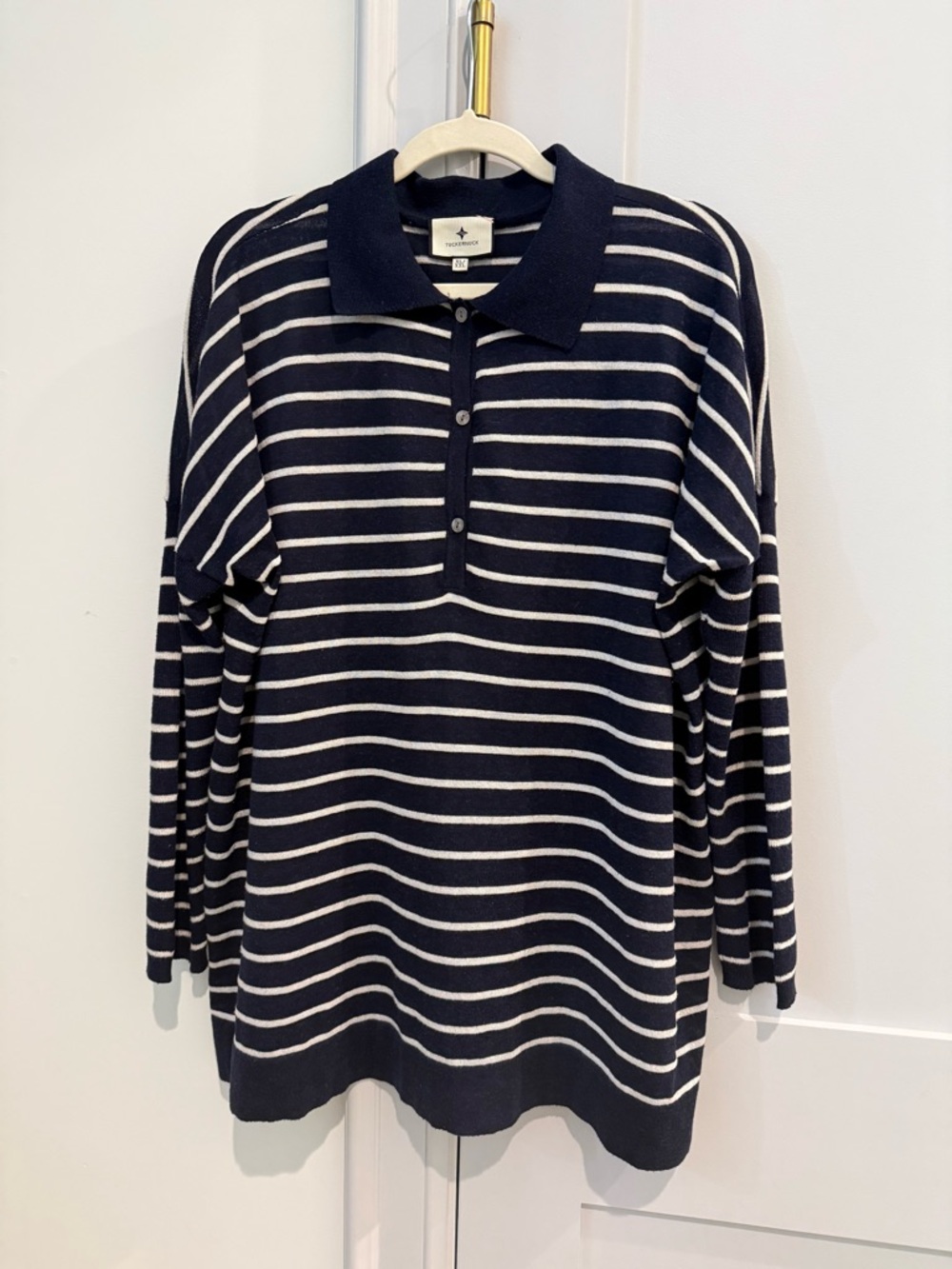 Tuckernuck Women's Clayton Lightweight Knit Sweater. Navy. 3/4 Sleeve. Size XXL.